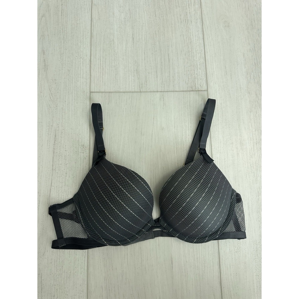 Victoria's Secret Very Sexy Push-Up Bra Sz 34B Gray Mesh Caged Back